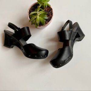 Dansko closed toe cut out heel Mary Jane clogs